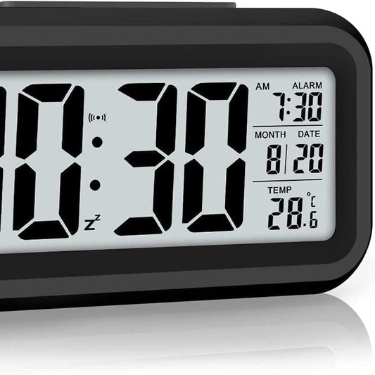 AERYS Digital Alarm Clock with automatic sensor, date and temperature display