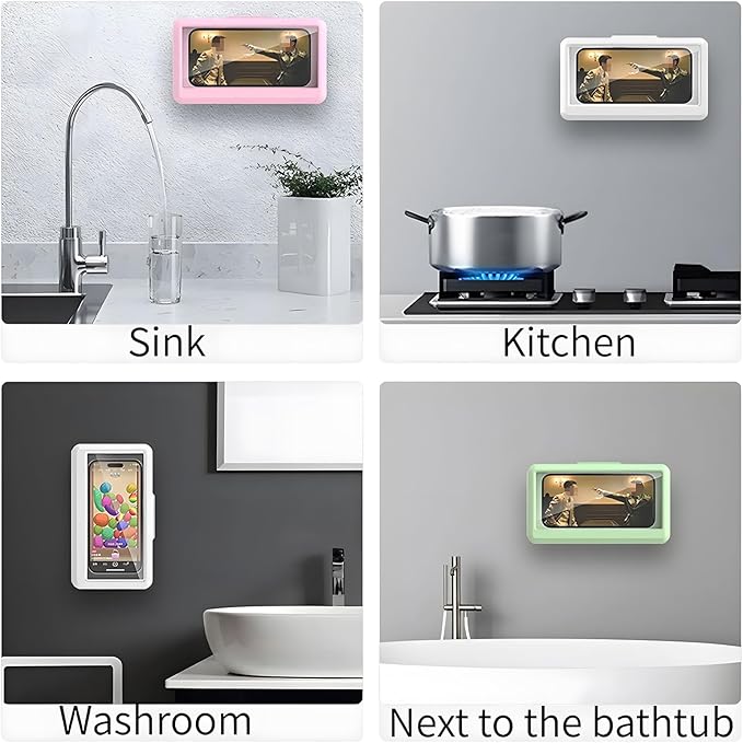 Waterproof Shower Phone Holder shown in use during shower