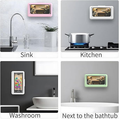 Waterproof Shower Phone Holder shown in use during shower