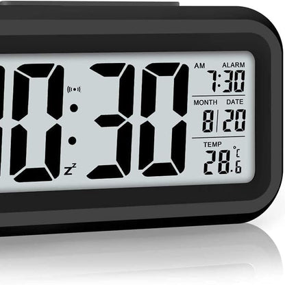 AERYS Digital Alarm Clock with automatic sensor, date and temperature display