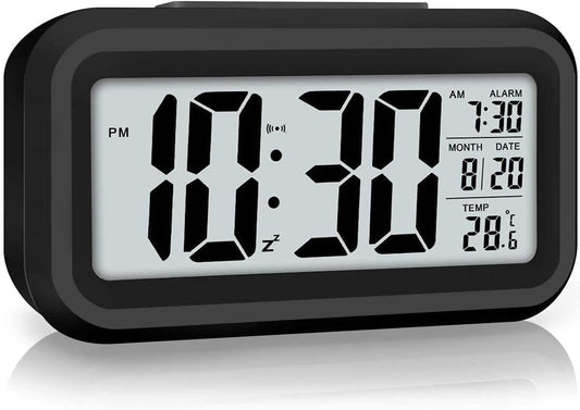AERYS Digital Alarm Clock with automatic sensor, date and temperature display