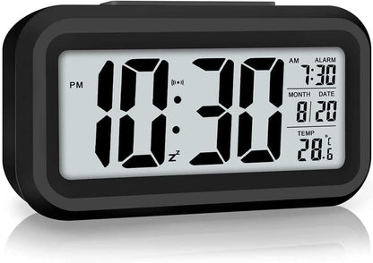 AERYS Digital Alarm Clock with automatic sensor, date and temperature display