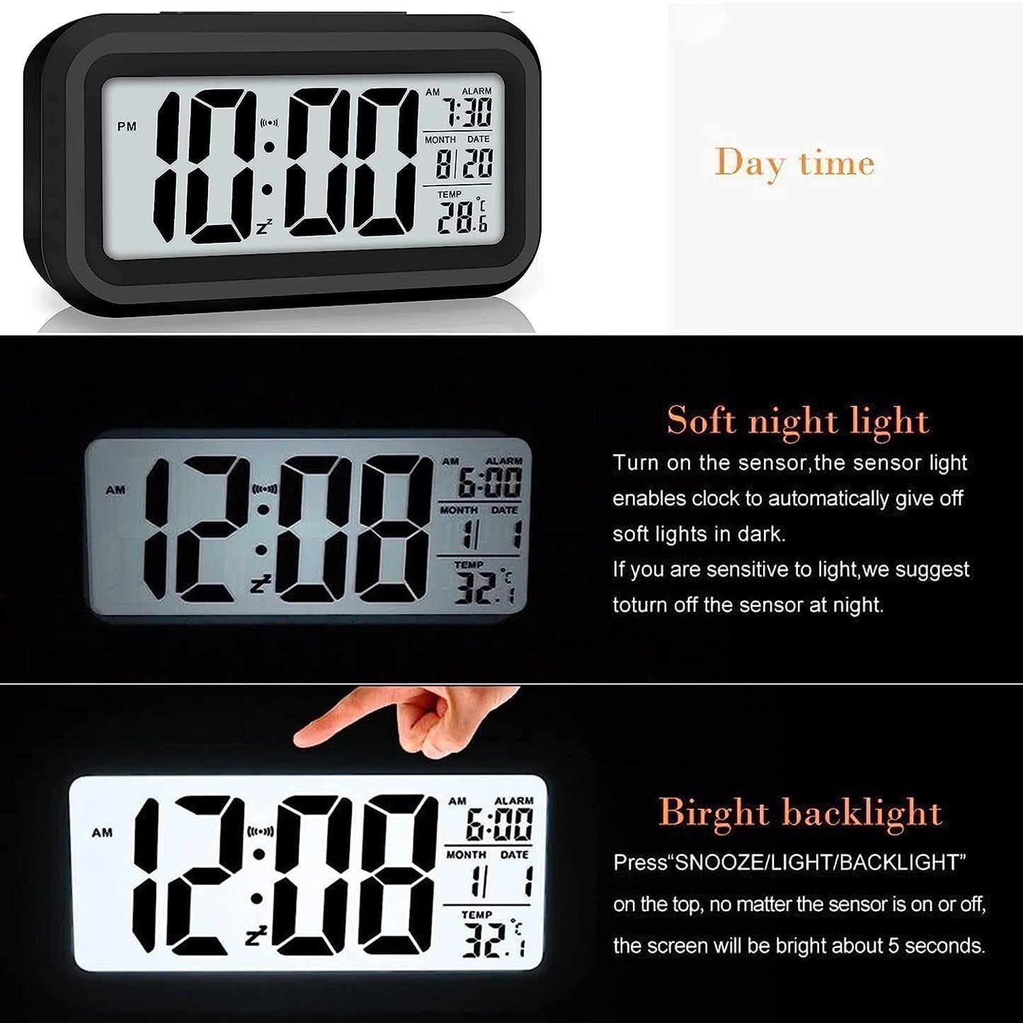 AERYS Digital Alarm Clock side view
