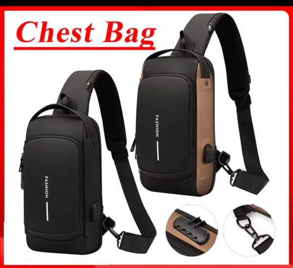 Men’s Fashion Anti-Theft Chest Bag with USB Charging Port