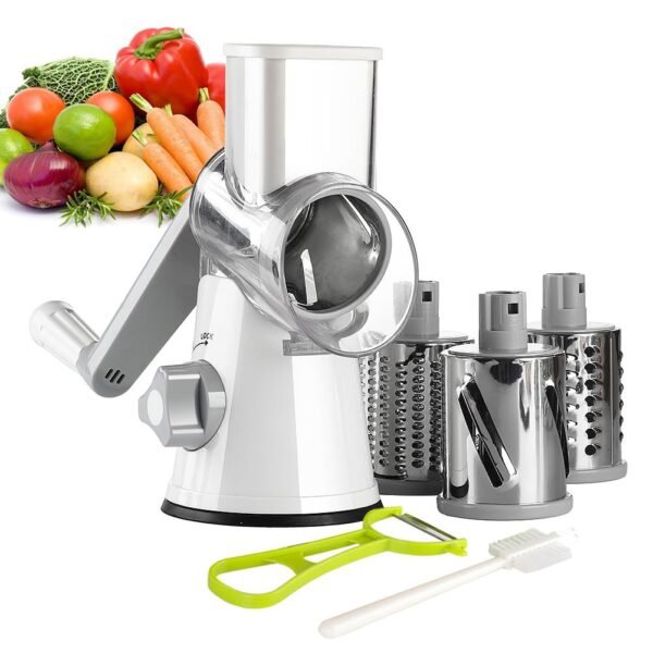 Rotary Cheese Grater – 3 Stainless Steel Blades, BPA-Free, Strong Suction Base, Dishwasher Safe Vegetable Slicer for Cheese, Carrot, Potato, Zucchini, and More - Image 4